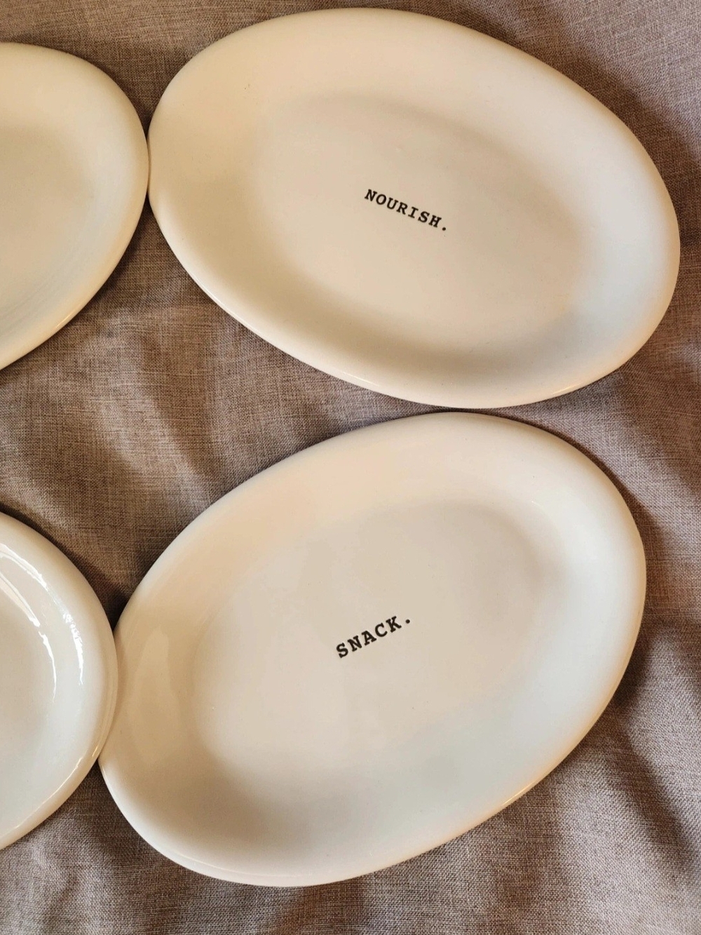 Rae Dunn Oval Cream Ceramic Appetizer Plate Set of 4 - Picture 2 of 11
